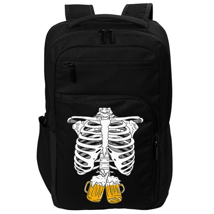 Skeleton Beer Xray Pregnancy Announcement Dad Impact Tech Backpack