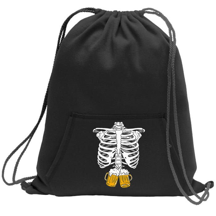 Skeleton Beer Xray Pregnancy Announcement Dad Sweatshirt Cinch Pack Bag