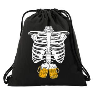 Skeleton Beer Xray Pregnancy Announcement Dad Drawstring Bag