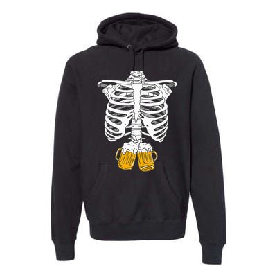 Skeleton Beer Xray Pregnancy Announcement Dad Premium Hoodie