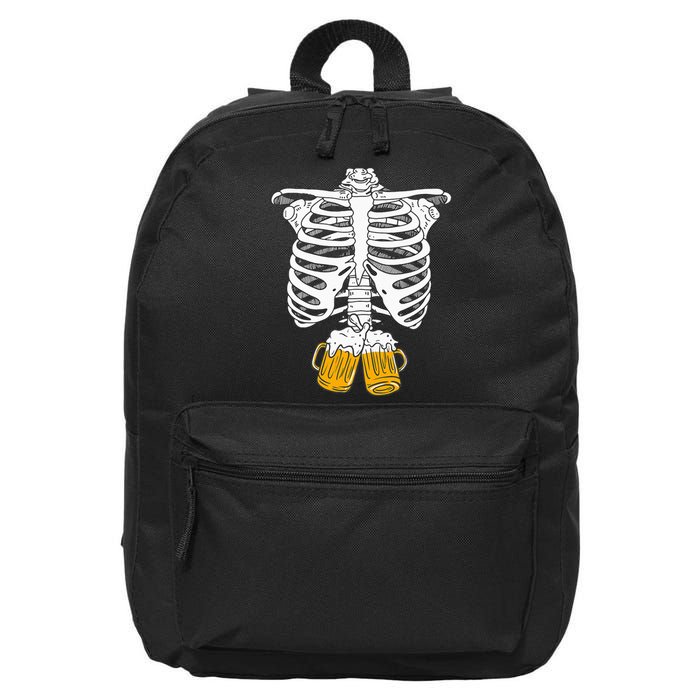 Skeleton Beer Xray Pregnancy Announcement Dad 16 in Basic Backpack