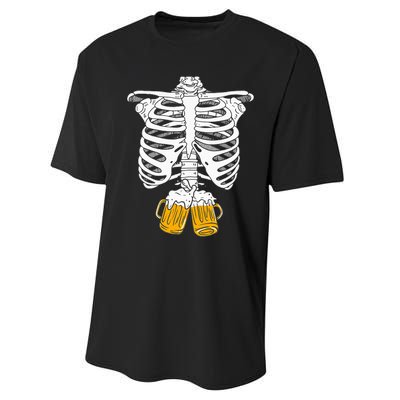 Skeleton Beer Xray Pregnancy Announcement Dad Performance Sprint T-Shirt