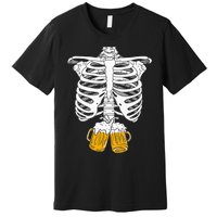 Skeleton Beer Xray Pregnancy Announcement Dad Premium T-Shirt