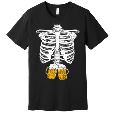 Skeleton Beer Xray Pregnancy Announcement Dad Premium T-Shirt