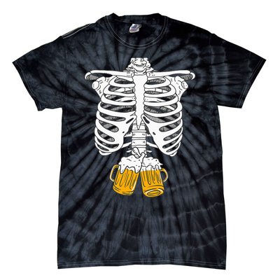 Skeleton Beer Xray Pregnancy Announcement Dad Tie-Dye T-Shirt