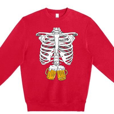 Skeleton Beer Xray Pregnancy Announcement Dad Premium Crewneck Sweatshirt