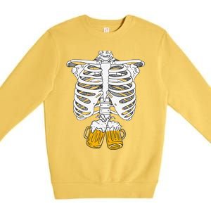 Skeleton Beer Xray Pregnancy Announcement Dad Premium Crewneck Sweatshirt