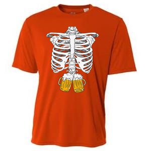 Skeleton Beer Xray Pregnancy Announcement Dad Cooling Performance Crew T-Shirt