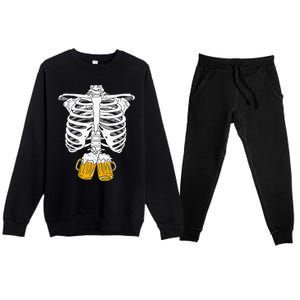 Skeleton Beer Xray Pregnancy Announcement Dad Premium Crewneck Sweatsuit Set