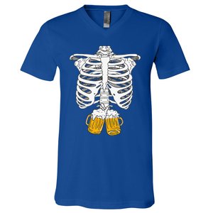 Skeleton Beer Xray Pregnancy Announcement Dad V-Neck T-Shirt