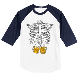 Skeleton Beer Xray Pregnancy Announcement Dad Baseball Sleeve Shirt