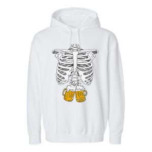 Skeleton Beer Xray Pregnancy Announcement Dad Garment-Dyed Fleece Hoodie