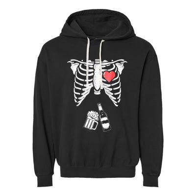 Skeleton Beer Xray Pregnancy Announcement Dad Garment-Dyed Fleece Hoodie