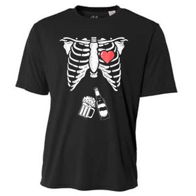 Skeleton Beer Xray Pregnancy Announcement Dad Cooling Performance Crew T-Shirt