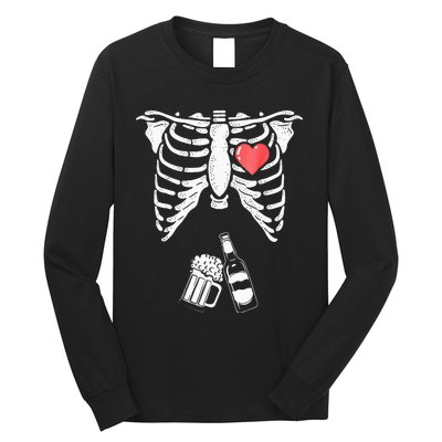 Skeleton Beer Xray Pregnancy Announcement Dad Long Sleeve Shirt