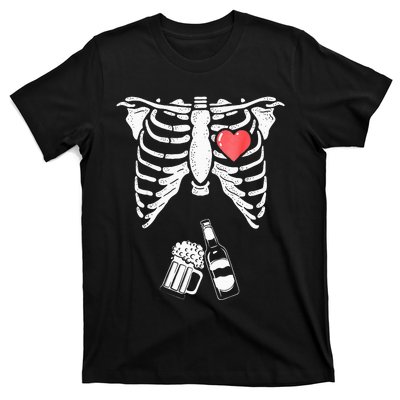 Skeleton Beer Xray Pregnancy Announcement Dad T-Shirt