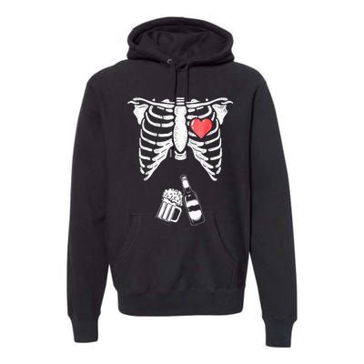 Skeleton Beer Xray Pregnancy Announcement Dad Premium Hoodie