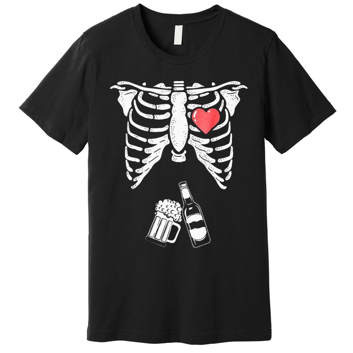 Skeleton Beer Xray Pregnancy Announcement Dad Premium T-Shirt