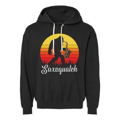 Saxsquatch Bigfoot Yeti Play On Words Garment-Dyed Fleece Hoodie