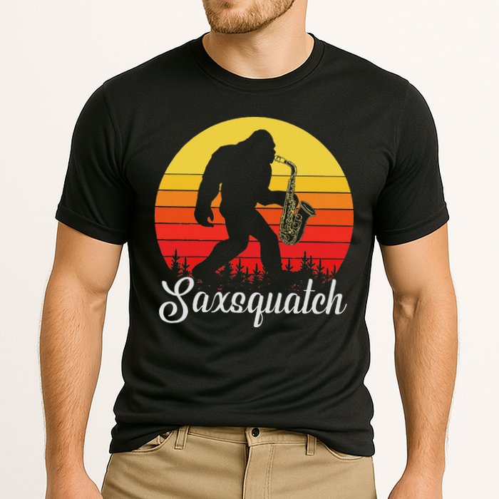 Saxsquatch Bigfoot Yeti Play On Words Cooling Performance Crew T-Shirt