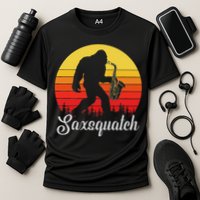 Saxsquatch Bigfoot Yeti Play On Words Cooling Performance Crew T-Shirt