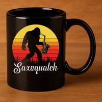 Saxsquatch Bigfoot Yeti Play On Words 11oz C Handle Ceramic Mug