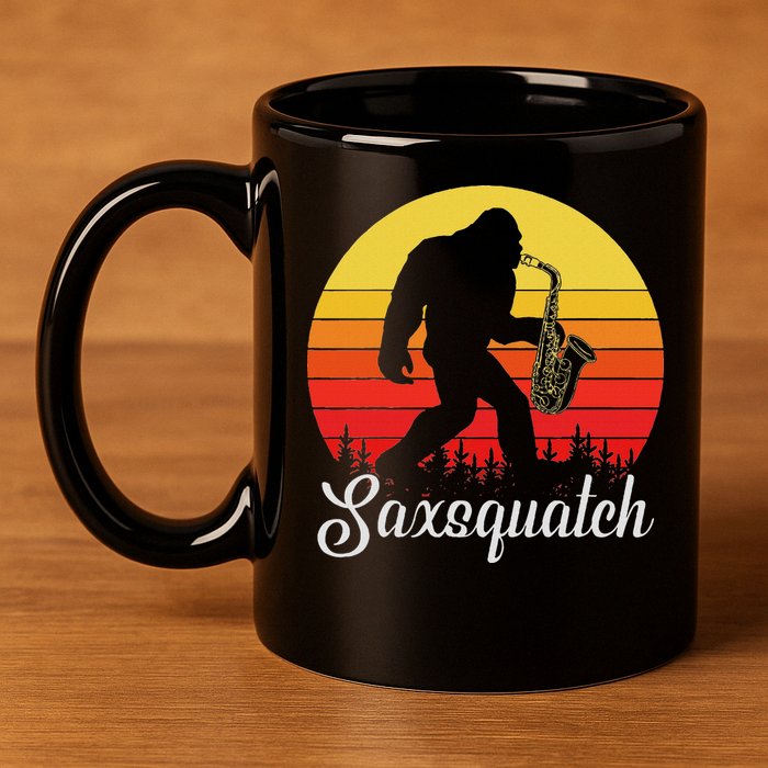 Saxsquatch Bigfoot Yeti Play On Words 11oz C Handle Ceramic Mug
