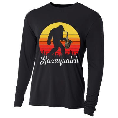 Saxsquatch Bigfoot Yeti Play On Words Cooling Performance Long Sleeve Crew