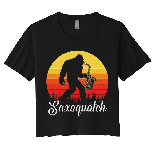 Saxsquatch Bigfoot Yeti Play On Words Crop Top