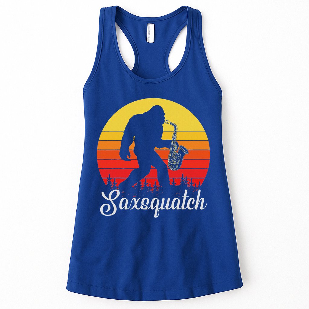 Saxsquatch Bigfoot Yeti Play On Words Womens Tank Top