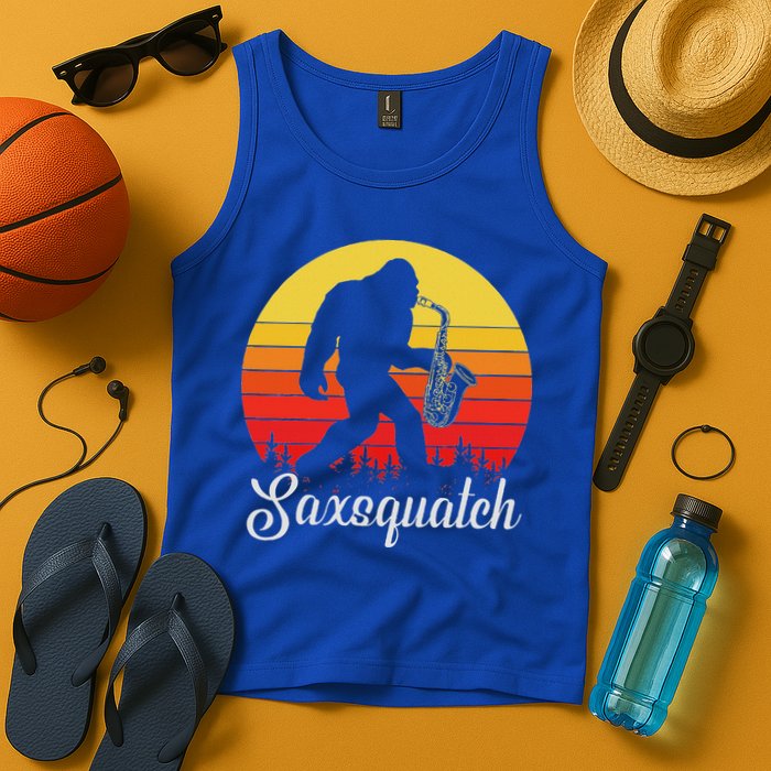 Saxsquatch Bigfoot Yeti Play On Words Tank Top