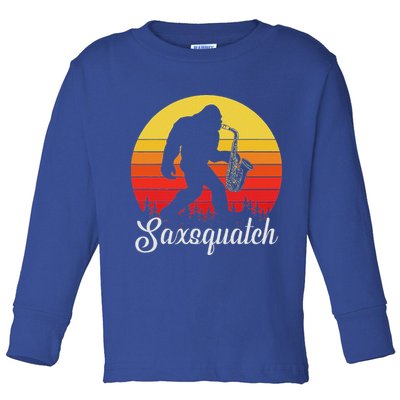 Saxsquatch Bigfoot Yeti Play On Words Toddler Long Sleeve Shirt