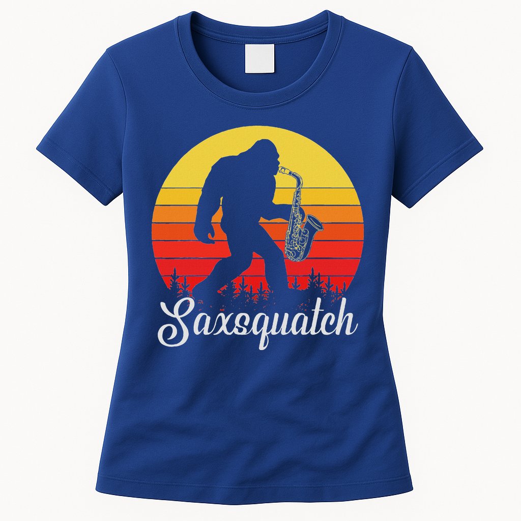Saxsquatch Bigfoot Yeti Play On Words Womens T-Shirt