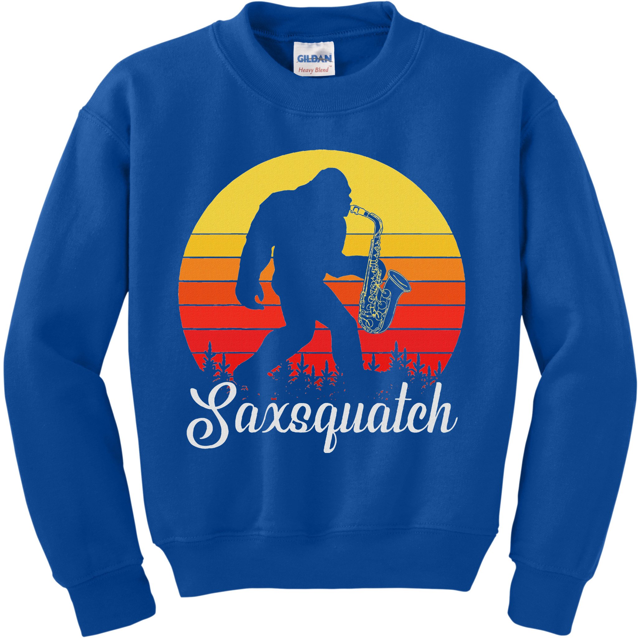 Saxsquatch Bigfoot Yeti Play On Words Kids Sweatshirt