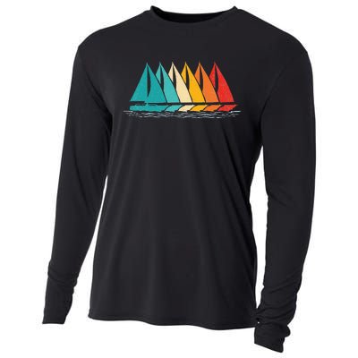 Sailing Boat Yacht Sailor Nautical Retro Sunset Sail Cooling Performance Long Sleeve Crew