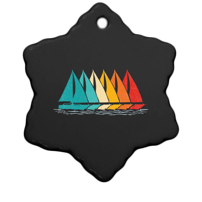 Sailing Boat Yacht Sailor Nautical Retro Sunset Sail Ceramic Star Ornament