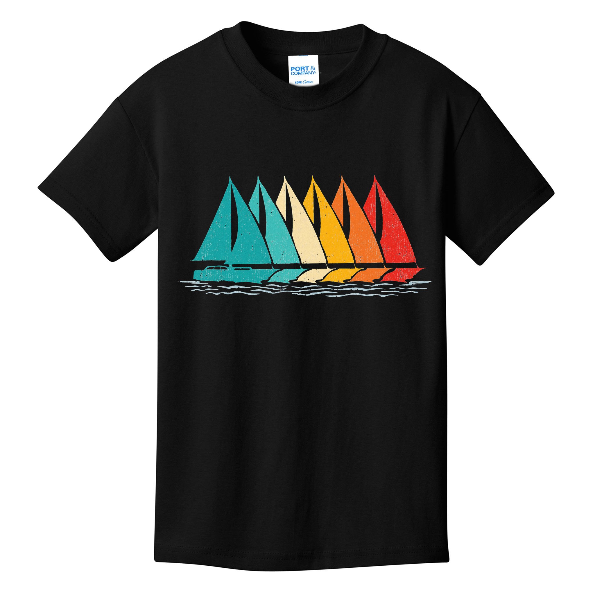 Sailing Boat Yacht Sailor Nautical Retro Sunset Sail Kids T-Shirt