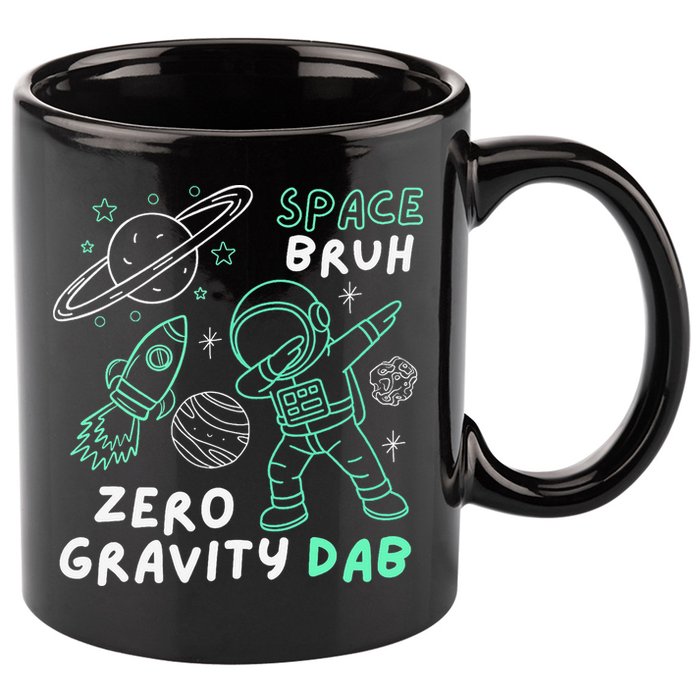 Space Bruh Zero Gravity Dab - Funny Astronaut 11oz C Handle Ceramic Mug