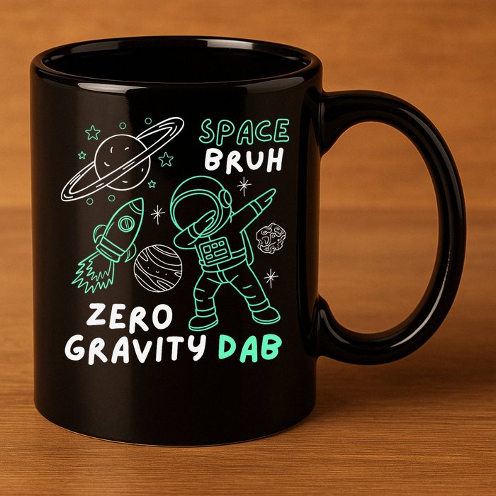 Space Bruh Zero Gravity Dab - Funny Astronaut 11oz C Handle Ceramic Mug