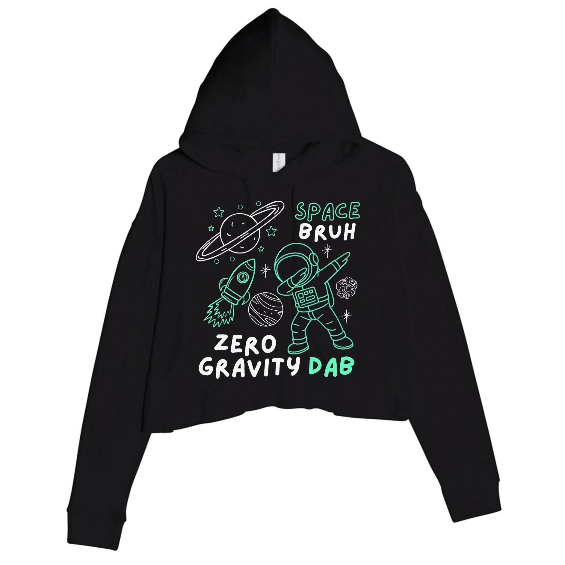 Space Bruh Zero Gravity Dab - Funny Astronaut Crop Fleece Hoodie