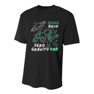 Space Bruh Zero Gravity Dab - Funny Astronaut Youth Performance Sprint T-Shirt