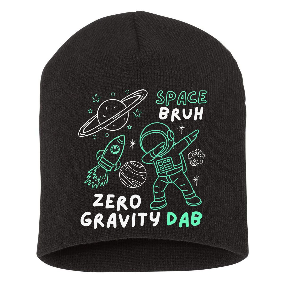 Space Bruh Zero Gravity Dab - Funny Astronaut Short Acrylic Beanie