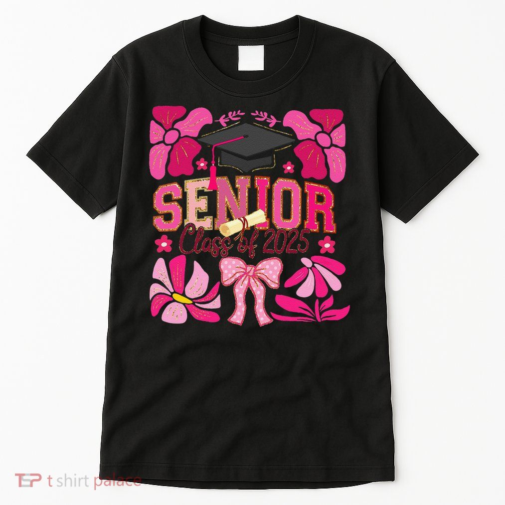 Senior Class 2025 Graduate Last Day Of School Coquette Bow Tall T-Shirt