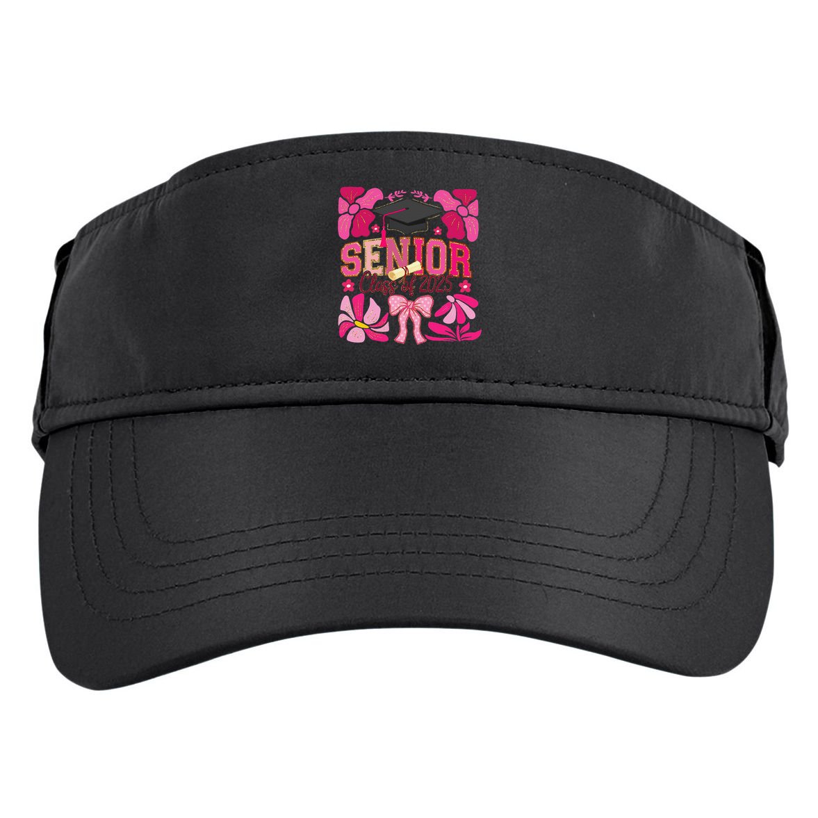Senior Class 2025 Graduate Last Day Of School Coquette Bow Adult Drive Performance Visor