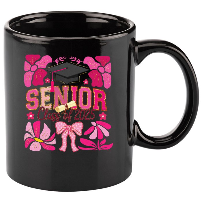 Senior Class 2025 Graduate Last Day Of School Coquette Bow 11oz C Handle Ceramic Mug