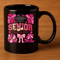 Senior Class 2025 Graduate Last Day Of School Coquette Bow 11oz C Handle Ceramic Mug