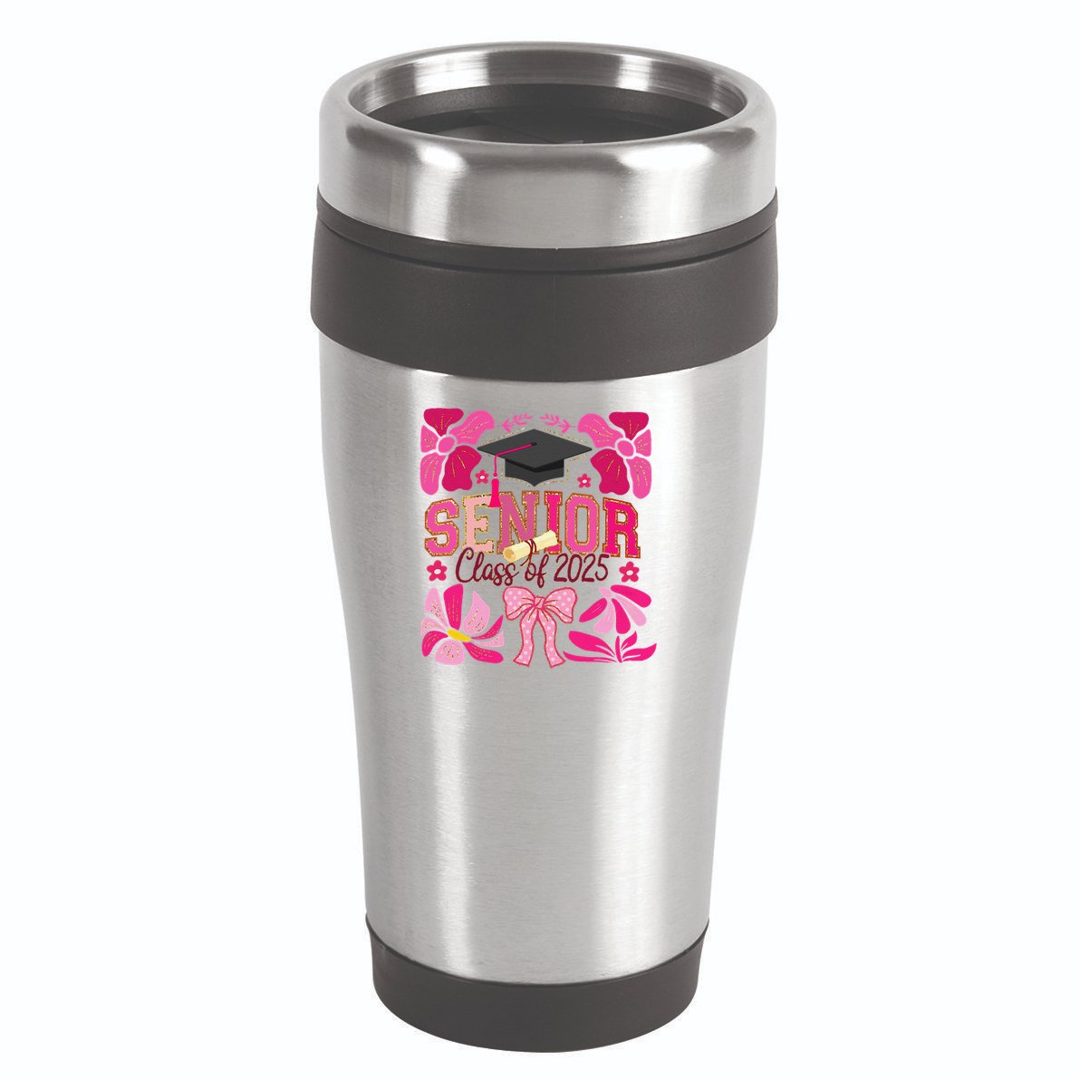 Senior Class 2025 Graduate Last Day Of School Coquette Bow 16oz Travel Tumbler