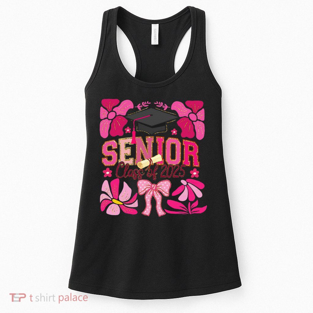 Senior Class 2025 Graduate Last Day Of School Coquette Bow Womens Tank Top