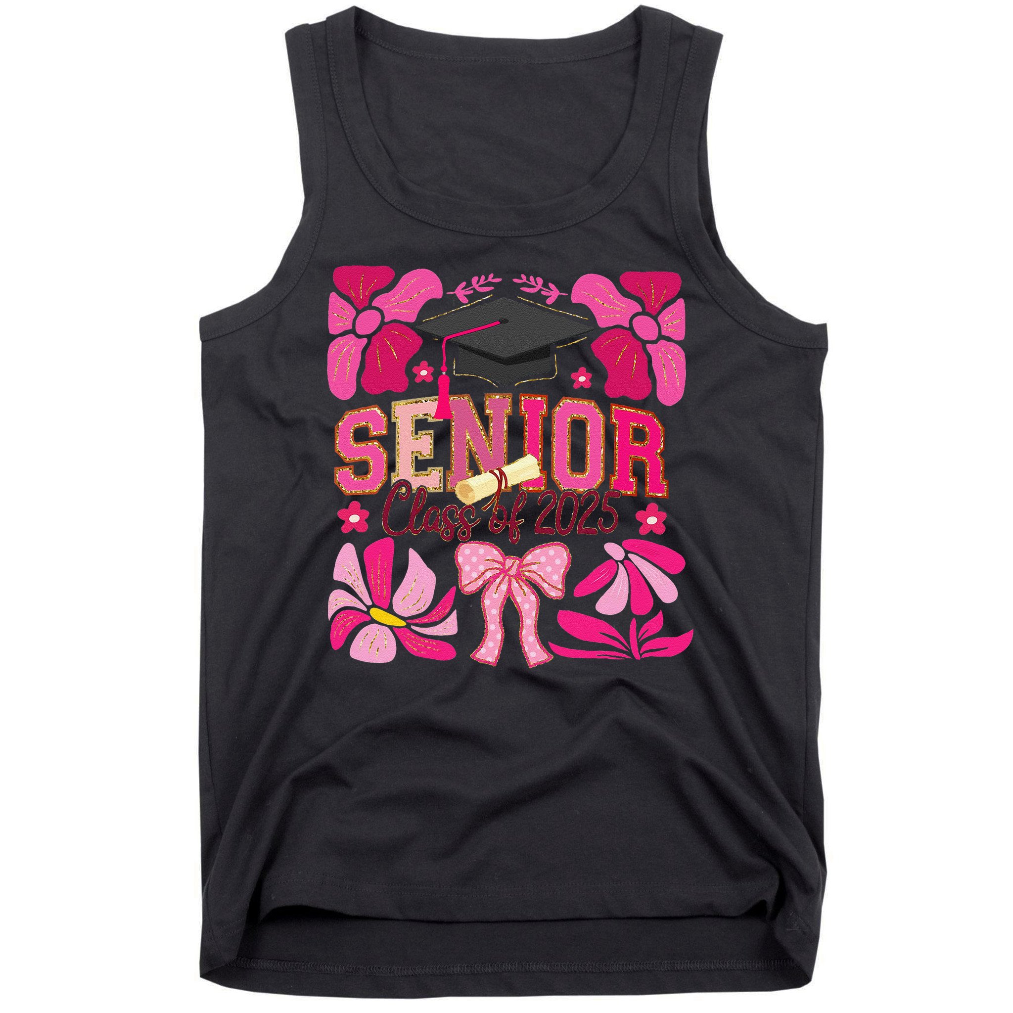 Senior Class 2025 Graduate Last Day Of School Coquette Bow Tank Top