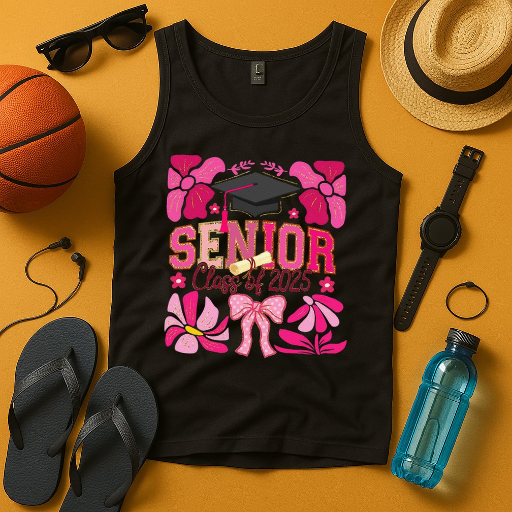 Senior Class 2025 Graduate Last Day Of School Coquette Bow Tank Top